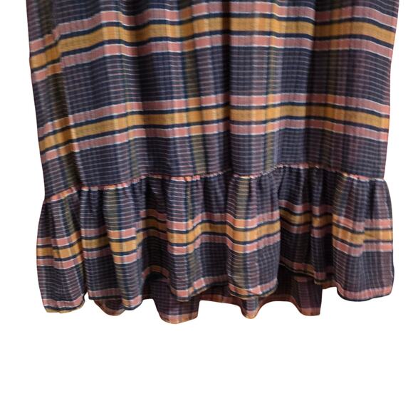 Madewell Sheer Plaid Full-Sleeve Ruffle Dress Grunge Size 6 - Picture 5 of 7